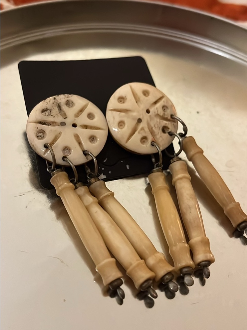 Handcrafted Cream Bead Drop Earrings